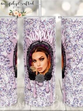 New Bailey Sarian Suspish Glitter Portrait Tumbler - Pink and Purple
